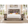Bed Frame with High Storage Bookcase Headboard, Wood Bed Frame with 4 Storage Drawers, Built In Charging Station,No Box Spring Needed, Metal Frame, - 2 of 4