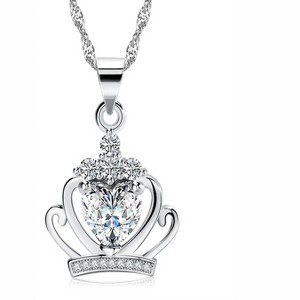Crown Necklace for Women White Gold Plated Clear Cubic Zirconia Ginger Lyne Collection - 1 of 4