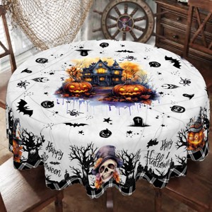 Halloween Tablecloth Witch Spiderweb Pumpkin Festival Table Cloth Washable Fabric Table Cover for Kitchen Dining Party Picnic - 1 of 4