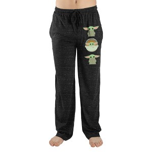 Star Wars Mandalorian Baby Yoda Mens Black Sleep Pajama Pants - 1 of 1