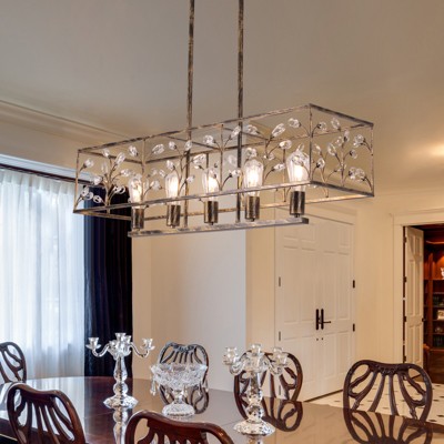 LLHZSY 5-Light Vintage Pendant Ceiling Lights Farmhouse Industrial Chandelier With Crystal Flower-35 2/5"