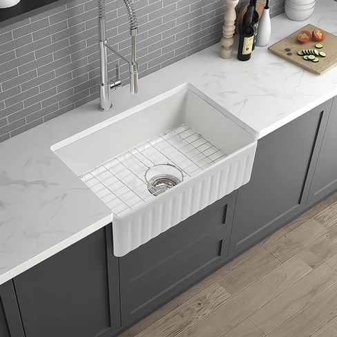 Fine Fixtures Premium White Fireclay Kitchen Sink For Home, Farmhouse ...