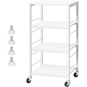 NEX 4 Tier Organizer Cart on Casters with Fixed Rack White: Metal Rolling Utility Storage with Organization Drawers - 1 of 4