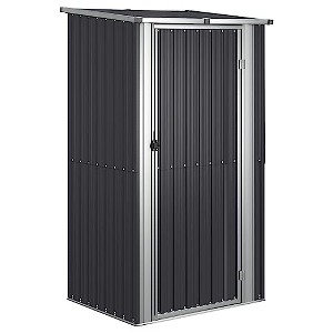 vidaXL Storage Shed - Galvanized Steel Anthracite Garage Tool House - Lockable Door - Weatherproof Garden Shelter - 1 of 4