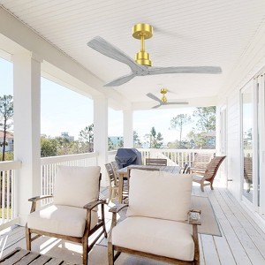 HOMLUX 52" Solid Wood Ceiling Fan w/Remote Control Reversible Motor,Gold - 1 of 4