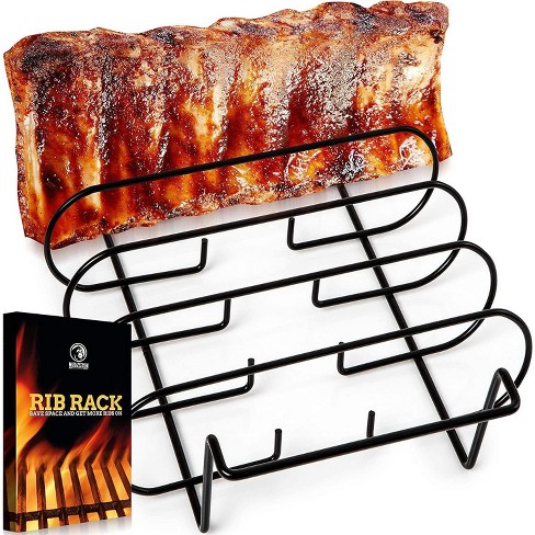 MOUNTAIN GRILLERS BBQ Rib Racks for Smoking, Sturdy & Non Stick, Holds Up to 5 Baby Back Ribs, Black - image 1 of 3