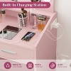 Vanity Desk with Mirror and Lights, Makeup Vanity with Power Outlet & Upholstered Stool, Wooden Dressing Table with Drawers for Bedroom - 2 of 4