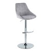 Set of 2 Diana Metal/Corduroy Barstools Chrome/Gray - LumiSource: Swivel, Adjustable Height, Steel Frame - 2 of 4