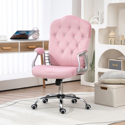 SKRAN Home Office Chair, Velvet Computer Chair, Button Tufted Desk Chair with Swivel Wheels, Adjustable Height, and Tilt Function