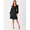 Allegra K Women's A-Line Long Sleeve Criss Cross Textured V Neck Dress - 4 of 4
