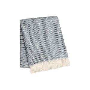 HomeRoots 55" X 70" Denim Blue Cotton Blend Woven Plush Throw Blanket with Fringe - 1 of 4