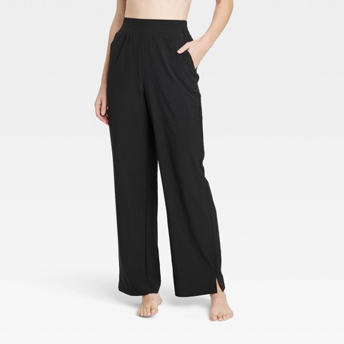 Women's Woven High-Rise Straight Leg Pants - All In Motion™ Black XS