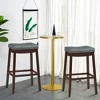 Costway Set of 2 Nailhead Saddle Bar Stools 29'' Pub Chairs with Rubber Wood Legs Brown/White - image 4 of 4