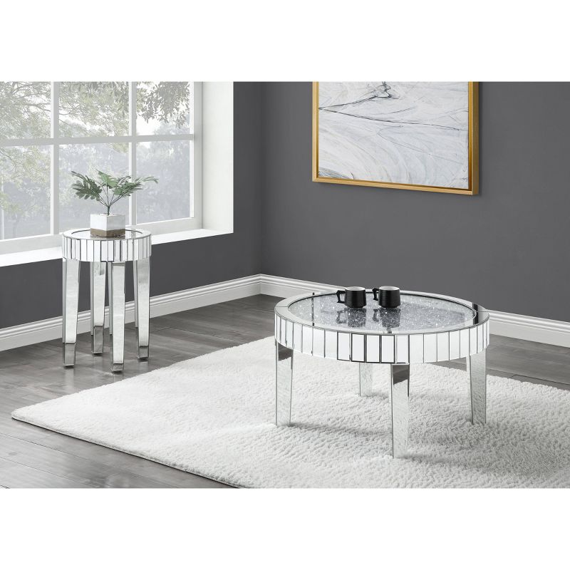 32&#34; Ornat Coffee Table Mirrored/Faux Diamonds - Acme Furniture, 5 of 6