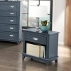 Spassway 16"W*26"H Wood Nightstand with Drawer and Open Shelf Modern End Table with Storage Bedside Table for Bedroom Living Room Sofa Couch - 2 of 4