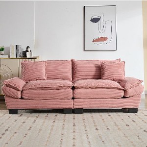 CAVINAS Loveseat Sofa with 2 Supportive Pillows, 23 Inch Corduroy Sofa, Comfy Upholstered Seat Sofa Couch for Bedroom, Living Room, Apartment - 1 of 4