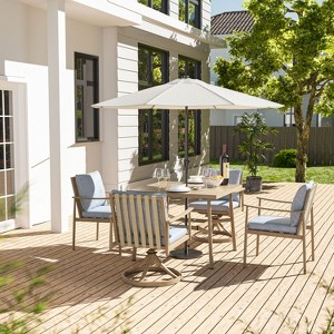 HAPPATIO Patio Outdoor Dining Set, Aluminum Patio Dining Set Includes 1 Outdoor Dining Table with Umbrella Hole and Dining Chairs for Lawn, Porch. - 1 of 4