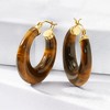 Ross-Simons Tiger's Eye Hoop Earrings in 14kt Yellow Gold - 4 of 4