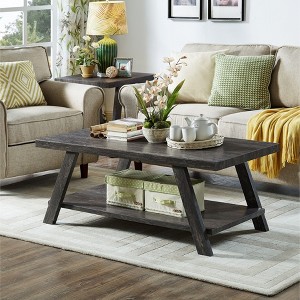 NicBex Contemporary 2-Tier Trapezoid Coffee Table with Storage Shelf,Wooden Center Table for Living Room,Living Room Furniture - 1 of 4