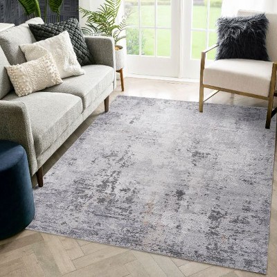 Kumasinova Stain-Resistant Area Rug, Non-Shedding Door Mat,Kid & Pet-Friendly, Ivory/Sand Abstract Area Rug for Living Room, Latex-Free Cotton Backing