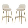 Modern Upholstered Barstools Set of 4,Metal Barstools with Metal Frame and Low Back,Counter Bar Chairs for Dining Room or Kitchen-Cuddlewood - 2 of 4
