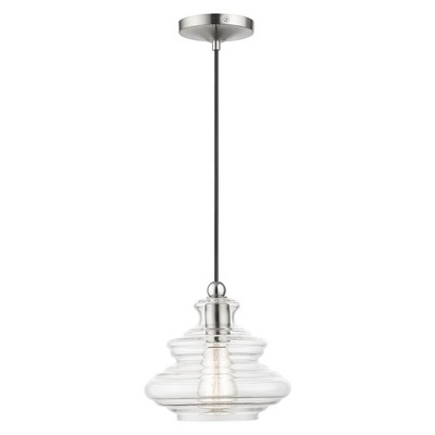 Livex Lighting Everett 1 - Light Pendant in  Brushed Nickel/Polished Chrome