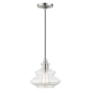 Livex Lighting Everett 1 - Light Pendant in  Brushed Nickel/Polished Chrome - 1 of 4