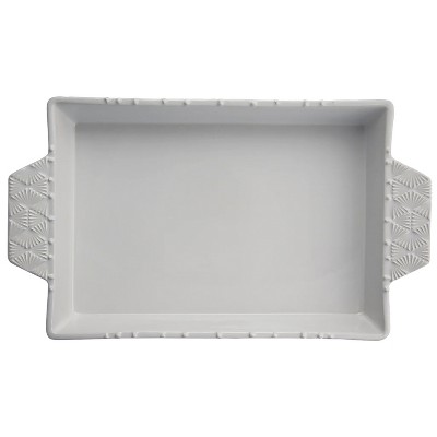 Ash and White Embossed Stoneware 13 x 9 Inch Baking Dish