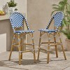 Set of 2 Outdoor Barstools,29" Aluminum Frame with Bamboo Finish for Patio,Courtyard,Garden - The Pop Home - 3 of 4