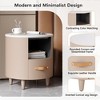 Whisen Modern Round Nightstand with Storage Drawer & Open Shelf, Curved Design for Home - 3 of 4