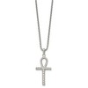 Chisel Stainless Steel Polished and Textured Ankh Cross Pendant Necklace 24" Box Chain - 3 of 4