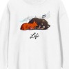 LOFI Girl Dog And Cat Crew Neck Long Sleeve White Adult Sweatshirt - 2 of 3