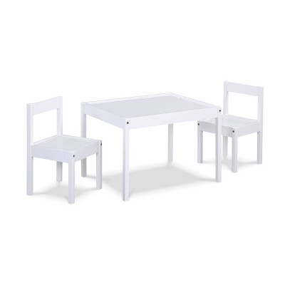 White Solid Wood Kids Table and Chair Set