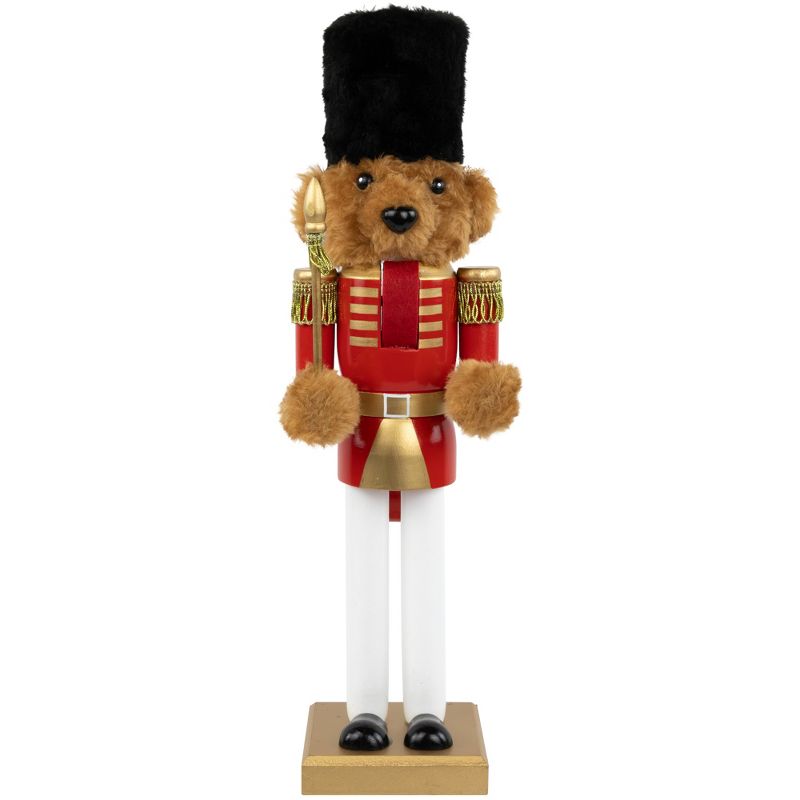 Northlight 14" Red and Gold Plush Teddy Bear Soldier Christmas Nutcracker, 1 of 7