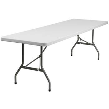 Emma and Oliver 8-Foot Granite White Plastic Folding Table - Banquet / Event Folding Table