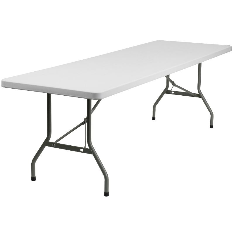 Emma and Oliver 8-Foot Granite White Plastic Folding Table - Banquet / Event Folding Table, 1 of 6