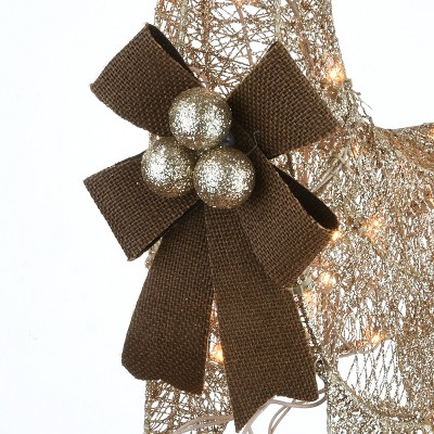 Champagne Gold Pre-Lit Fawn and Doe Holiday Figurines