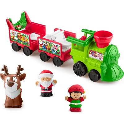 Fisher-Price Little People Toddler Toy Musical Christmas Train with Santa Elf & Reindeer Figures for Pretend Play