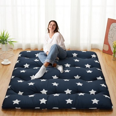 Floral Printed Futon Floor Mattress Twin/Full Size Japanese Style Roll Up Sleeping Mattress Pad for Indoor Outdoor Travel