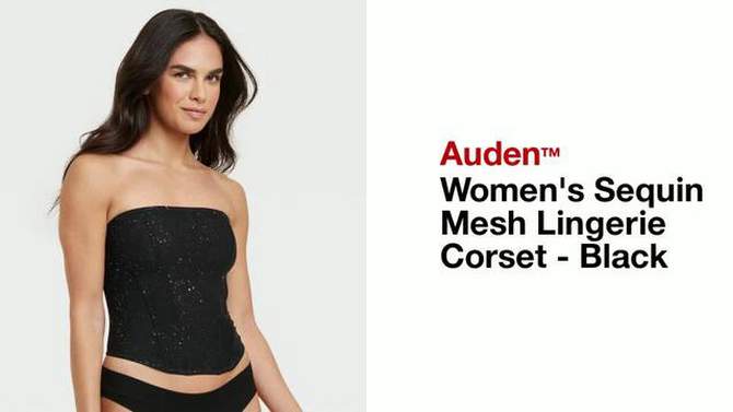 Women&#39;s Sequin Mesh Lingerie Corset - Auden&#8482; Black, 2 of 8, play video