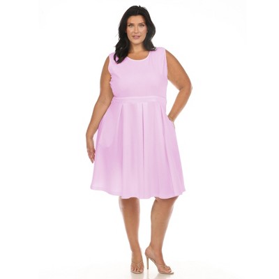 White Mark Plus Size Solid Fit and Flare Dress