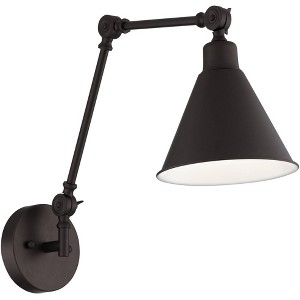 360 Lighting Wray Industrial Wall Lamp Rich Bronze Hardwire 6" Light Fixture Adjustable Up Down Cone Shade for Bedroom Bathroom Reading Living Room - 1 of 4