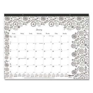 Monthly Desk Pad Calendar, Monthly Coloring Artwork, 22 x 17, Black Binding, Clear Corners, 12-Month (Jan to Dec): 2026 - 1 of 4