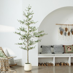 DR.Planzen 84" Artificial Olive Tree - 7FT UV Resistant Fake Plant with Black Fruits in 10.5" White Pot for Indoor/Outdoor Floor & House Decor - 1 of 4