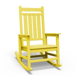 Hyleory HDPE Modern Resin Outdoor Rocking Chair, Patio Adirondack Chair for All Seasons - 1 of 4