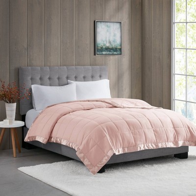Twin Pink Down Alternative Blanket with Satin Trim