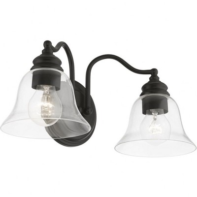 Black Hand Blown Glass 2-Light Vanity Sconce