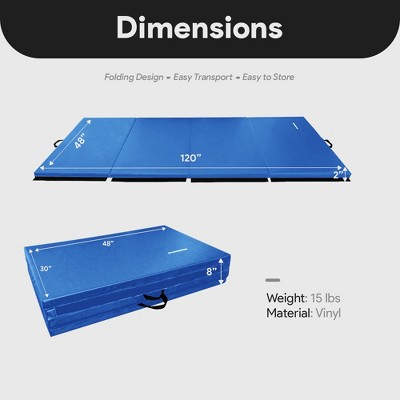 Blue Foldable 120" x 48" Vinyl Gymnastics Exercise Mat