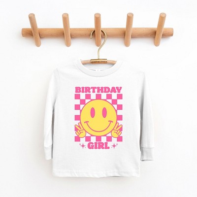 The Juniper Shop Birthday Girl Checkered Toddler Long Sleeve Tee