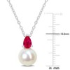 EVERLY JEWELRY  |   0.67 CT TGW Created Ruby And 8.5 - 9 MM White Freshwater Cultured Pearl Fashion Pendant With Chain Silver - 2 of 3